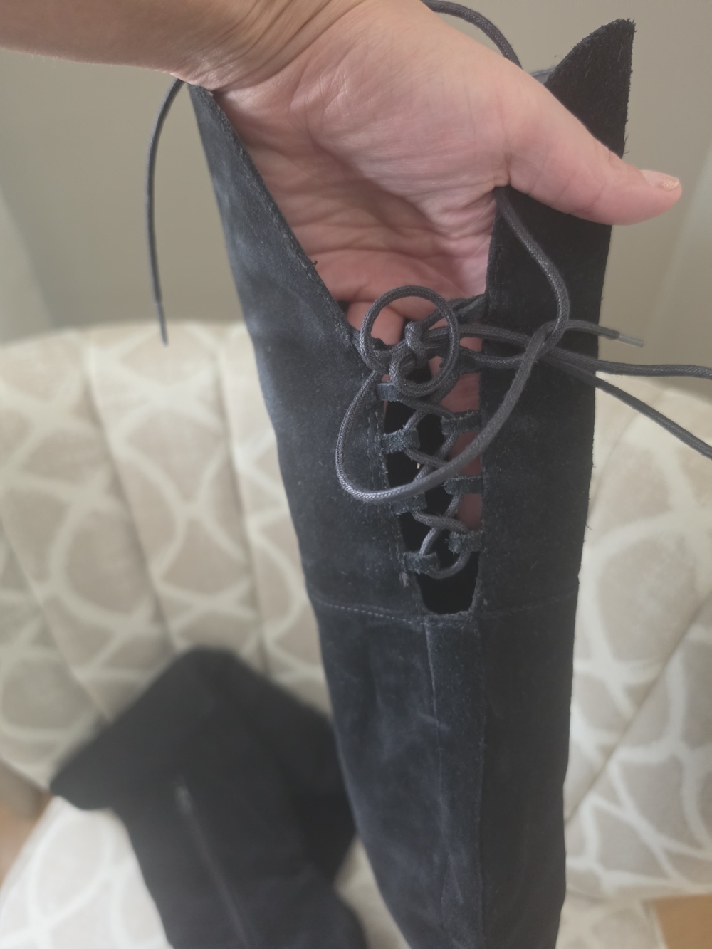 AldoWomen's Over-the-Knee Black Suede Boots - Picture 4 of 9